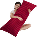 Full Body Pillow with Fluffy Stripe Faux Fur Removable Cover, 7D Fiber Fill by Memfydu