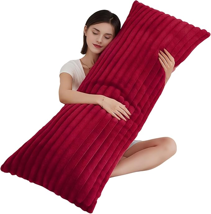 Full Body Pillow with Fluffy Stripe Faux Fur Removable Cover, 7D Fiber Fill by Memfydu