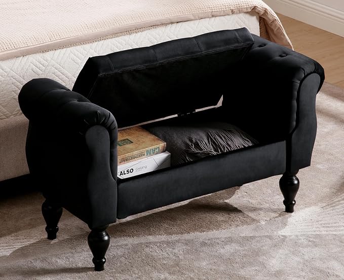 Storage Bench for End of Bed Bedroom, 39.7" Modern Ottoman Bench by ORIRSNUG