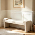 Upholstered Entryway Bench, 58.7" Modern Bedroom Bench, Camel | Curved Armrests by CACFTII
