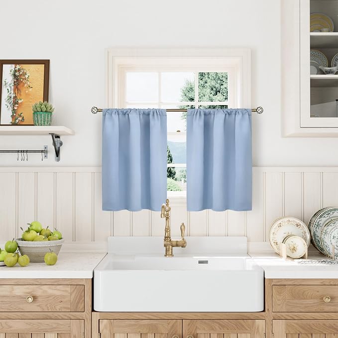 BGment Light Blue Blackout Curtains 36 Inch Length - Image 2