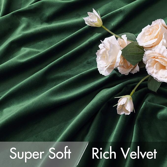 MIULEE Velvet Curtains 52x96 inches 2 Panels Hunter Green Blackout Curtains | - Image 4