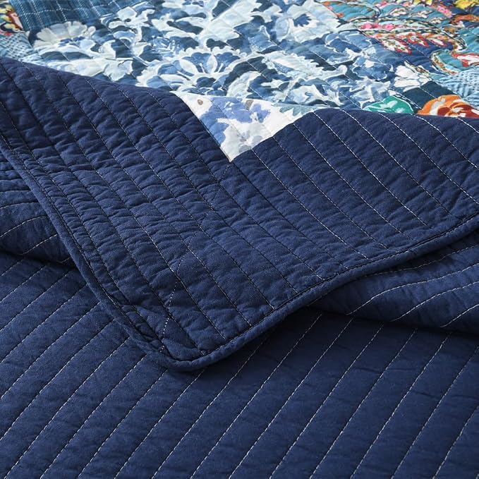Autumn Dream Cotton Bedspread Blue Bedding Quilt Sets, King Size | 100% Cotton - Image 9