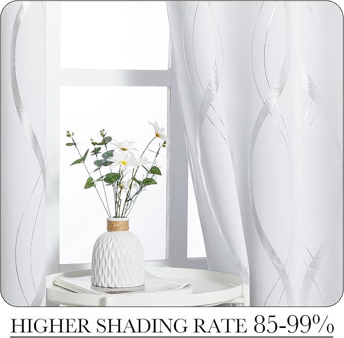 NICETOWN Greyish White Blackout Curtains - Image 4
