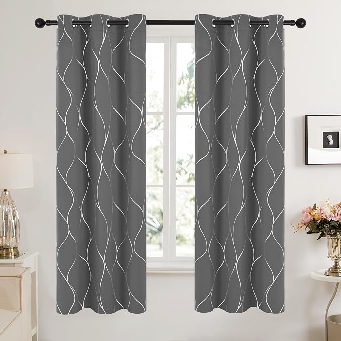 Deconovo Curtains for Living Room, Pattern Blackout Curtains 84 Inches Long | - Image 2
