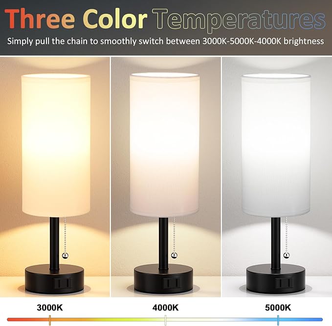 White Bedside Table Lamps Set of 2 - Image 2