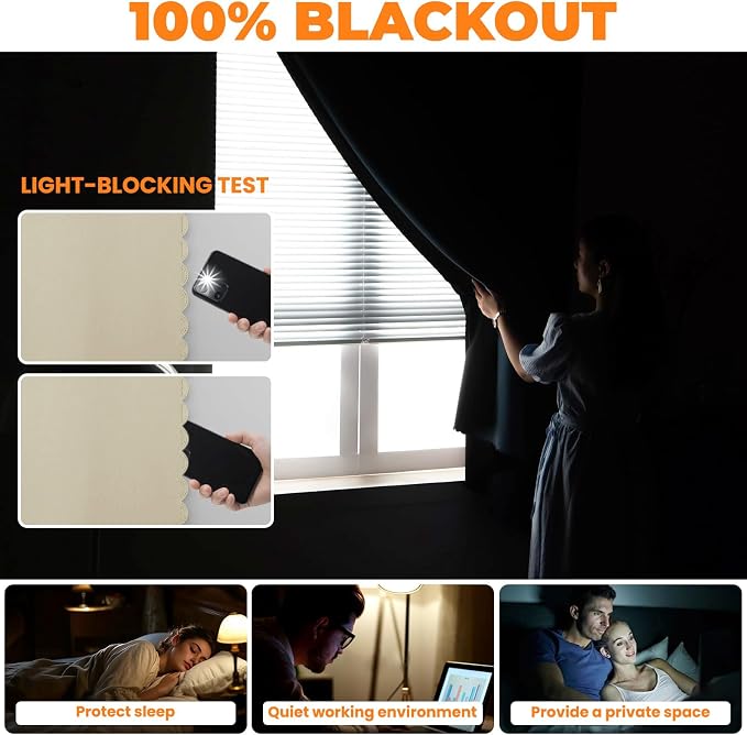 JILRON Adhesive Curtain 100% Blackout No-Drill Easy Install - Image 3