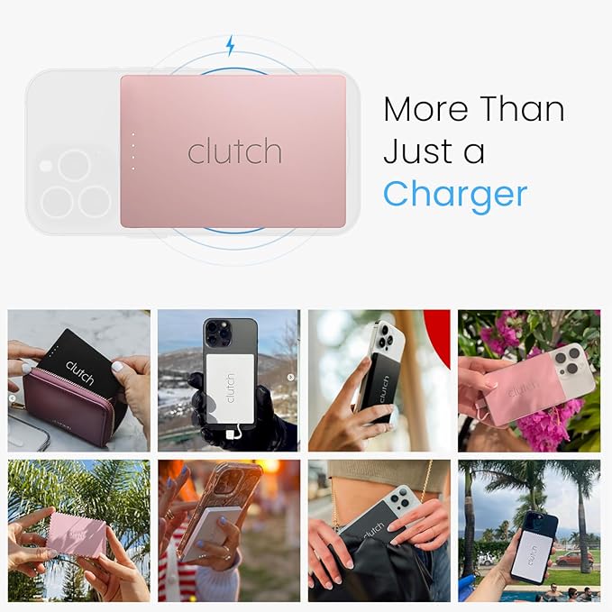 Clutch - Pro USB-C Portable Charger - Compatible with iPhone 15, 16, 17 & Android Devices - Power Bank Magnetic Battery - TSA Travel Approved - USB Rechargeable - Built-in Cable - 5000 mAh - 3.7oz