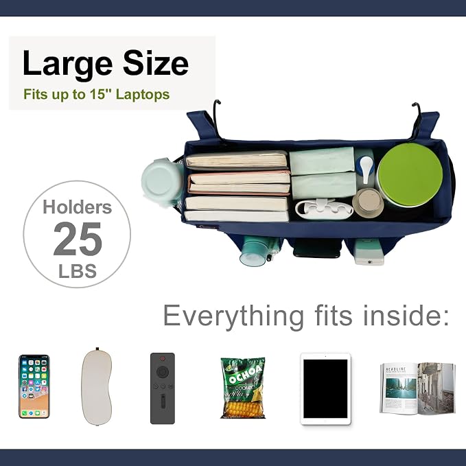 Surblue Bedside Organizer with Hook Bedside Caddy Hanging Storage Bag with - Image 4