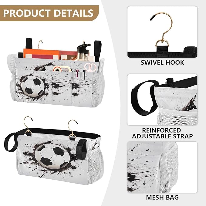 Soccer Ball tag8 Bedside Caddy Storage Bag Bedside Organizer - Image 5
