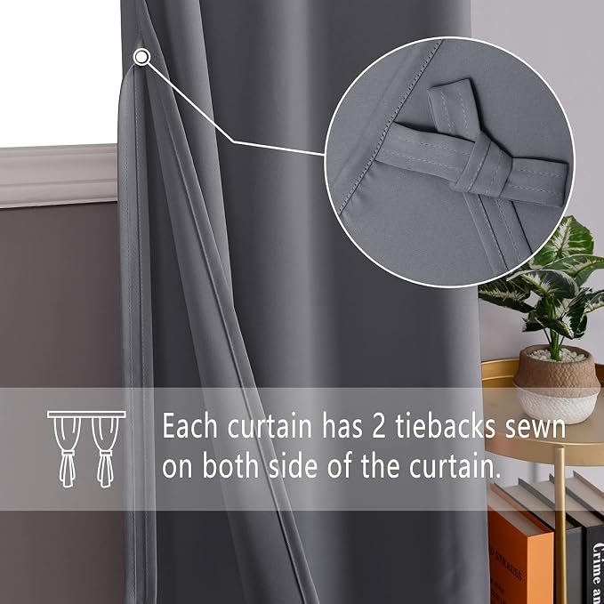 DWCN Grey Blackout Curtains 84 inch Length 2 Panels Set - Image 3
