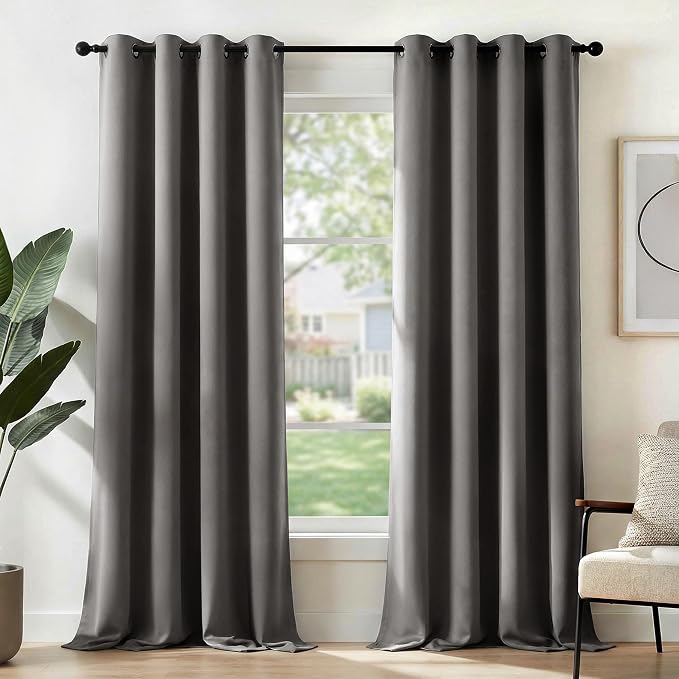 Deconovo Blackout Curtains for Bedroom and Living Room 84 Inches Long | Black by Unknown