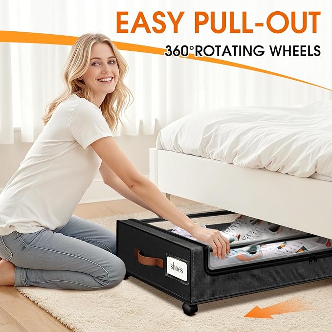 Under Bed Storage with Wheels 3Pack Storage Containers with Clear Window | - Image 4