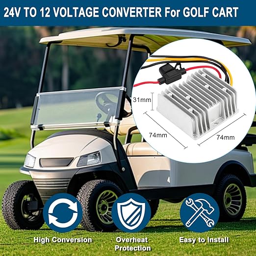 12V 240W DC-DC Converter Voltage Regulator, Step Down 24V to 12V 20A, Waterproof Module Power Supply for Golf Cart Accessories, Club Car Transformer