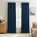 92 Inch Long Curtains Navy Blue Pinch Pleated Draperies by KEQIAOSUOCAI