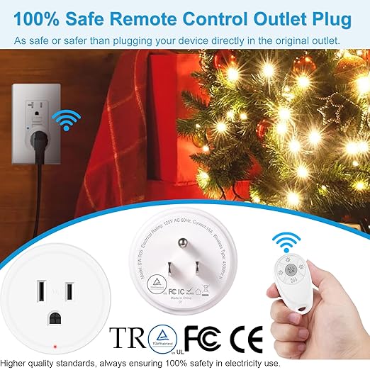 Remote Control Outlet,Greencycle 2 Remote Light Switches and 1 Plug,Wireless Light Switch,500ft Range,No Wiring Needed,15A/1500W for Household Appliances,FCC Certified,White