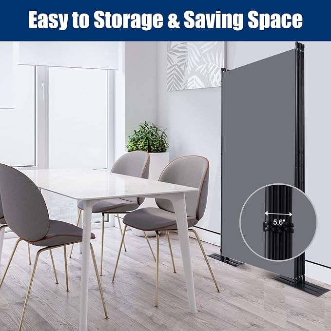 Room Divider 4 Panel-136''Wide, 6FT Room Dividers and Folding Privacy Screen | - Image 4