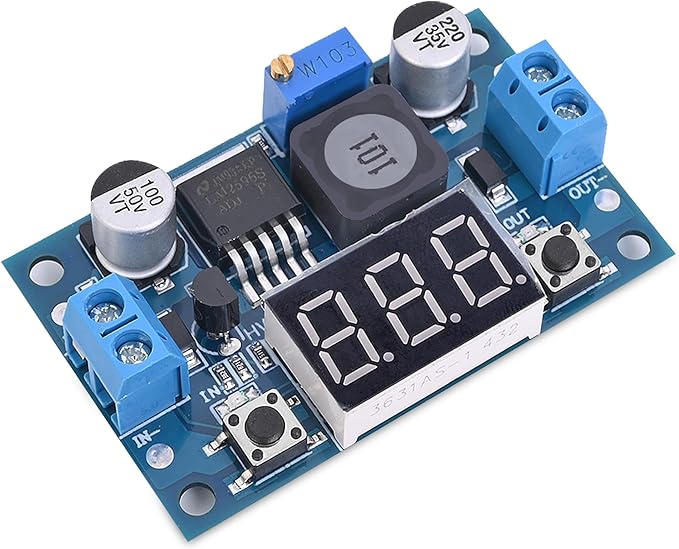 Seloky LM2596 Adjustable DC-DC Step-Down Buck Converter Module with LED Voltmeter Display, Voltage Regulator 4.0-40V Input to 1.25-37V Output Power Supply Module