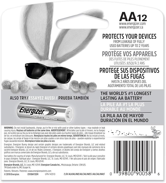 Energizer AA Batteries, 12 Count, Double A Max Alkaline Battery (Pack of 2)