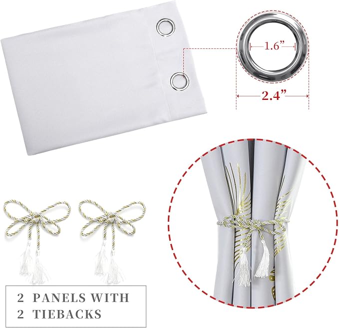 Greyish White Curtains Room Darkening Curtains 72 Inches Length Thermal - Image 4