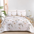 Dinjoy Floral Quilt Set California King, Khaki Bedspreads Fall Bedding Set | 3 by DINJOY