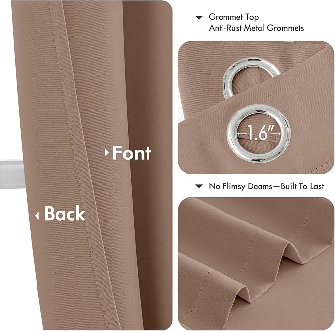 MIULEE Blackout Curtains for Bedroom 2 Panels 40 x 63 Inch Long Cappuccino | - Image 4