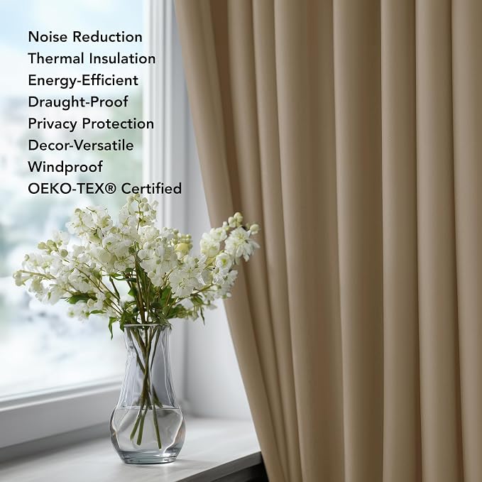 Deconovo Blackout Curtains for Bedroom and Living Room 54 Inches Long | Black - Image 4