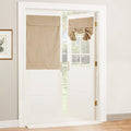 RYB HOME Natural Linen Textured French Door Window Curtains 100% Blackout | by RYBHOME