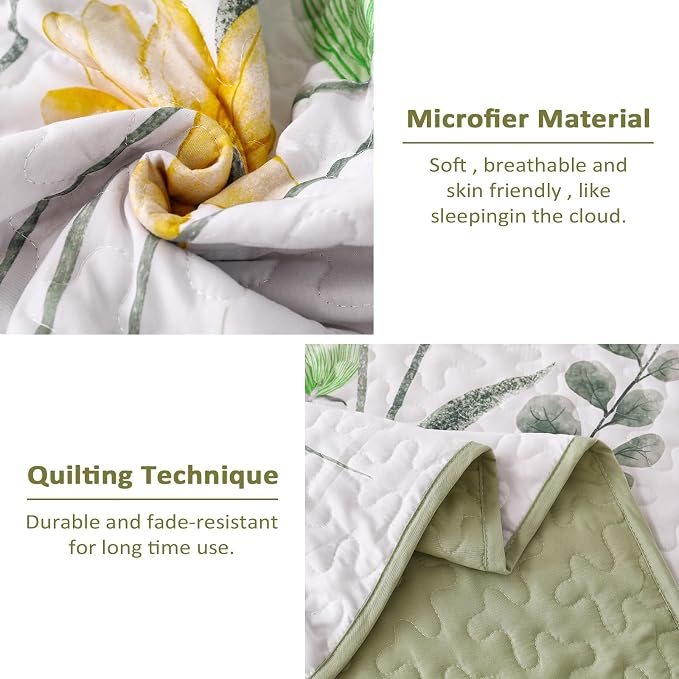 Dinjoy Quilt Set Full Size, Soft Microfiber, Farmhouse Bed Cover - Image 4