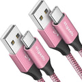 etguuds USB A to USB C Cable 4ft, 2-Pack, 3A Fast Charging Type C Charger Cord for iPhone 17 16 15 Pro Max 16e 17 Air, Samsung Galaxy S25 S24 S23 S22 S21 S20 A17 A16 A56 A55 Flip Fold, Pink