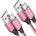 etguuds USB A to USB C Cable 6ft, 2-Pack, 3A Fast Charging Type C Charger Cord for iPhone 17 16 15 Pro Max 16e 17 Air, Samsung Galaxy S25 S24 S23 S22 S21 S20 A17 A16 A56 A55 Flip Fold, Pink