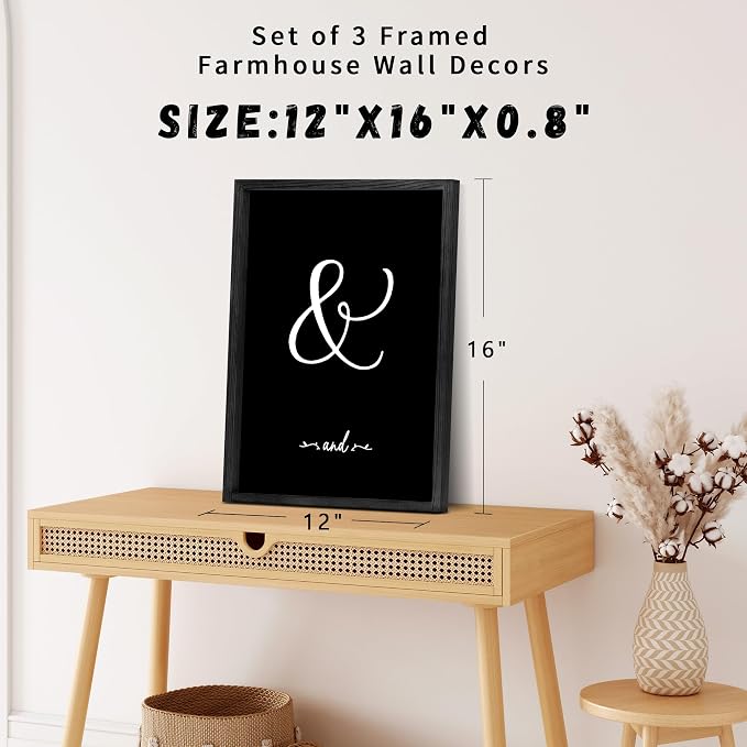 Houmury Set of 3 Framed Wall Decor Farmhouse Wall Art You & Me Always and - Image 7