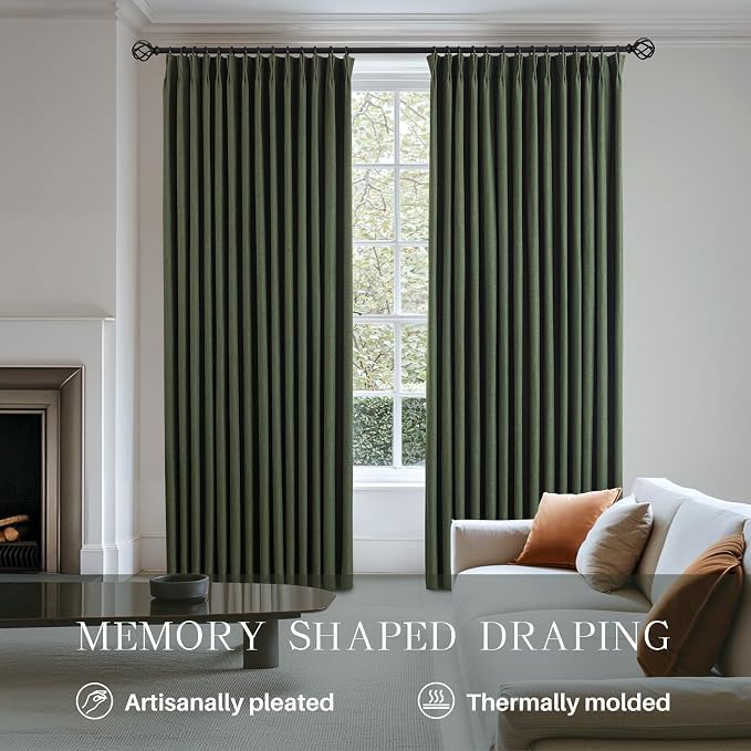 AUSSPVOCT Pinch Pleated 90 Inch Linen Curtains 100% Blackout - Image 4