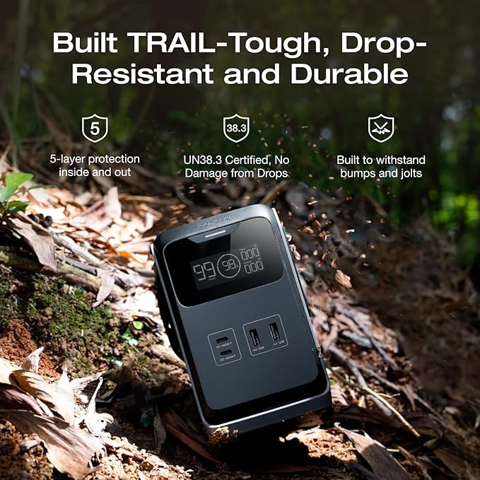 EF ECOFLOW TRAIL 200 DC Portable Power Station, 192Wh LiFePO4 Battery, Solar Generator, 220W DC Output, Compact Power Bank for Camping, Travel, Outdoors, and Emergency Use