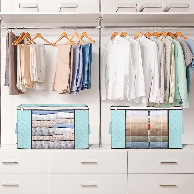90L Large Storage Bags, 4 Pack Clothes Storage Bins Closet Organizers | - Image 7