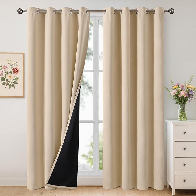 YoungsTex 100% Blackout Curtains 84 Inch Length 2 Panels, Room Darkening Drapes by YoungsTex