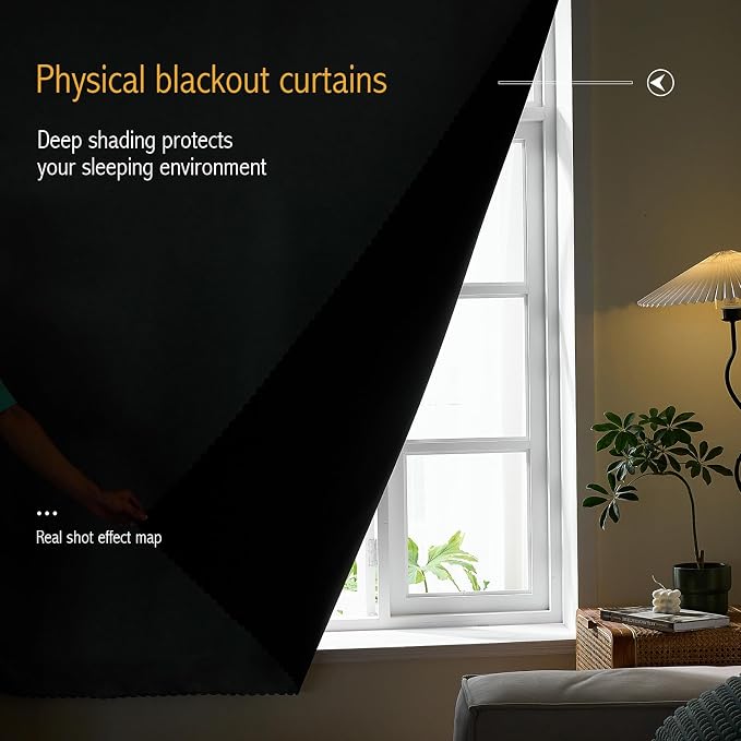 AJAZZ Self Adhesive Curtains 100% Blackout Shades Window Cover Sticky Curtain - Image 4