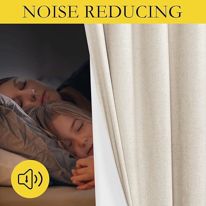 NICETOWN 100% Blackout Linen Texture Curtains 70" Long, Thermal Insulated Full - Image 4