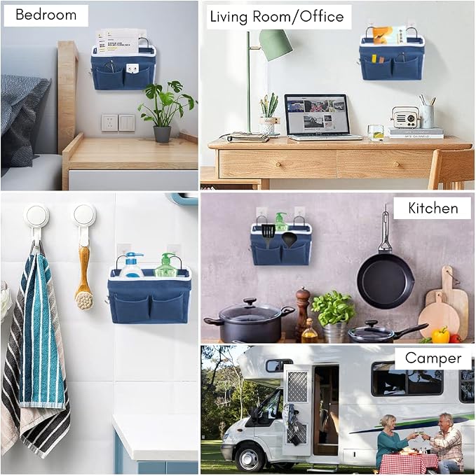 Kanrichu 2pcs Middle Wall Hanging Organizer Bag, Linen Fabric Door Hanging - Image 2