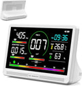 16 in 1 Air Quality Monitor Indoor 7" Display 9 AQI+7 AQI Alerts,Portable Air Quality Tester CO2, TVOC, PM2.5 PM1.0 PM10, HCHO Temperature Humidity AQI & Time Air Quality Meter for Home