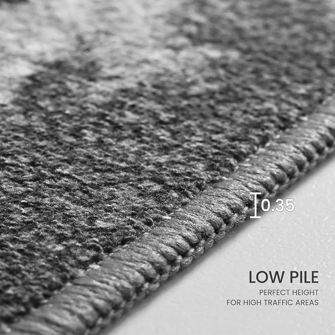 2.6x8 Black Rug Runners for Hallways Kitchen Runner Rug Non Slip Washable Black - Image 9