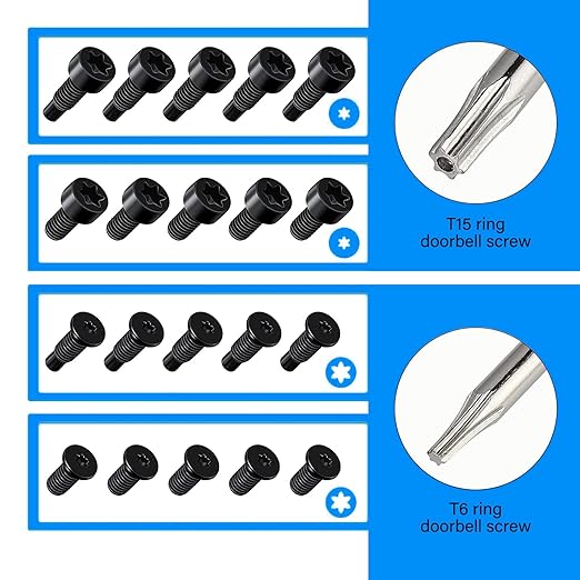 Replacement Screwdriver T6 T15 & + 20Pcs Screws Fit Ring Doorbell 2 3 4 Plus Pro Elite