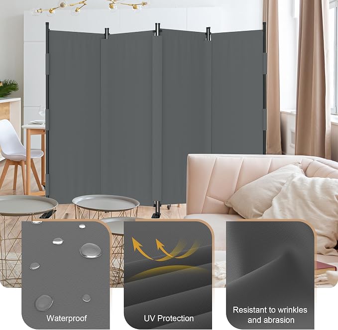 Room Divider 4 Panel Folding Privacy Screen, Portable Small Room Dividers - Image 3