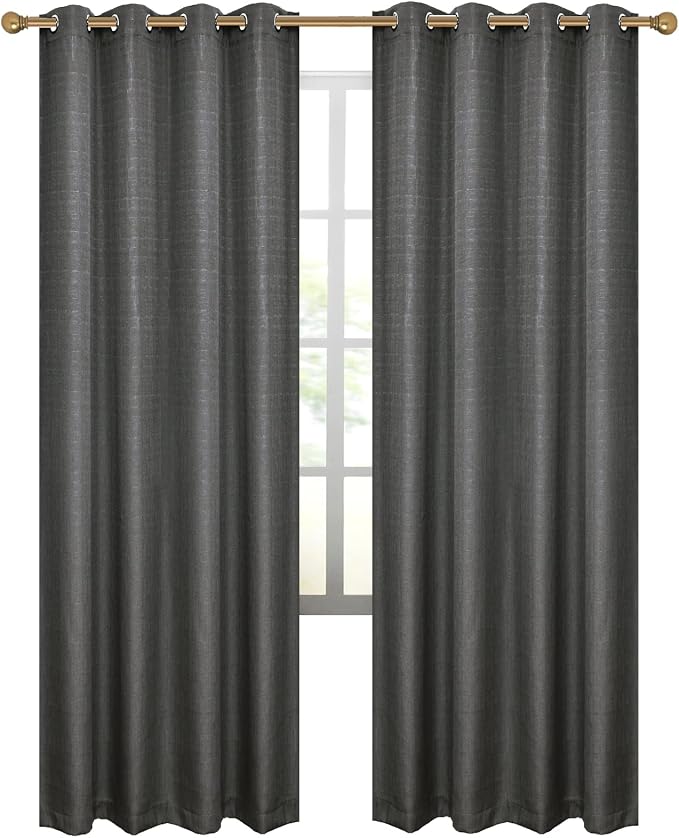 Diraysid 100% Blackout Curtains Dark Grey Linen Curtains - Image 3