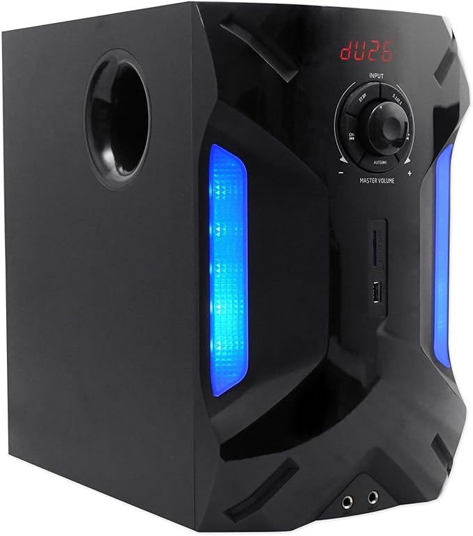 Rockville HTS56 1000W 5.1 Channel Home Theater System, Bluetooth, USB, 8" Subwoofer, LED Light Effects, Remote Control, Optical Input, for Movies, Music & Karaoke
