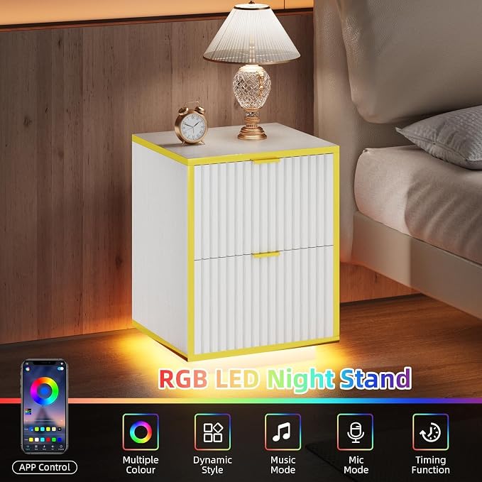 4ever2buy LED Nightstand with Drawers - Image 4
