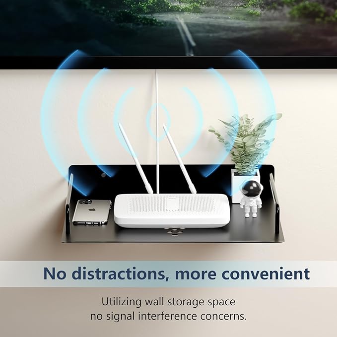 MEEMENG Projector Shelf, WiFi Router Shelf, Under TV Wall Mount for Game Console, DVD Player, Modem, Floating Shelf/Rack/Stand/Holder