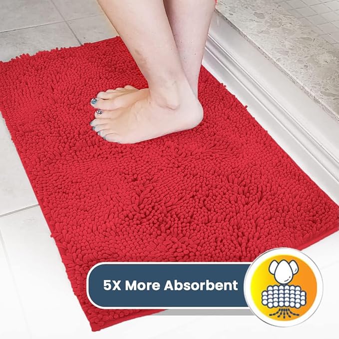 Muddy Mat® Original Dog Door Mat for Muddy Paws, Super Absorbent Microfiber, Non-Slip Washable Pet Rug, Quick Dry Chenille Entryway Carpet, Machine Washable Indoor Outdoor mat, Red 48"x72"