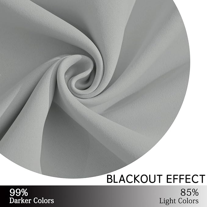 Yakamok Blackout Curtains 38x84 inch Light Grey Thermal Drapes-Bedroom | 1 panel - Image 4
