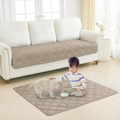 Smiry Waterproof Dog Bed Cover Blanket 52x82, Soft Reversible Pet Blanket, Washable Leakproof Cats Dogs Couch Cover for Sofa, Couch, Furniture, Lattice, Taupe/Taupe